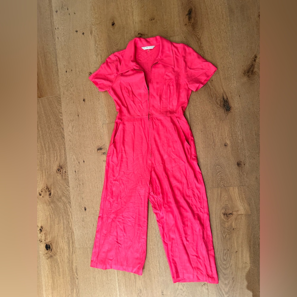 Trina Turk Bold Pink Zip-Up Jumpsuit